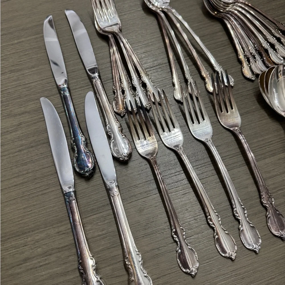 Vintage Silver Plated Stainless Flatware Set 1847 Roger’s Bro. - 27 Pcs